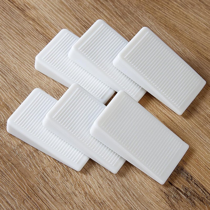ZZJMCH 6-Pack White Shims for Leveling Furniture & Toilet - Trimmable Hard Plastic Wedges with Non-Slip Texture, Table Stabilizers & Wobble Wedges Rubber Type Levelers for Door, Table - Image 2